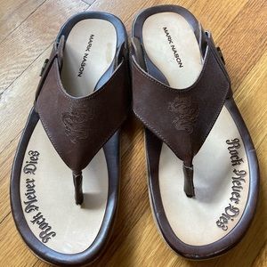 Mark Nason Mens size 12 Made in Italy Leather Sandals “Rock Never Dies”